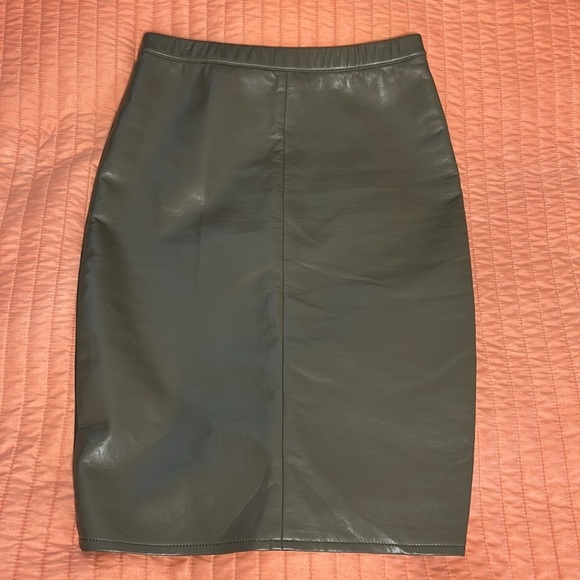 AS by DF Recycled Leather pencil skirt Desert Olive, size Medium - Picture 7 of 15